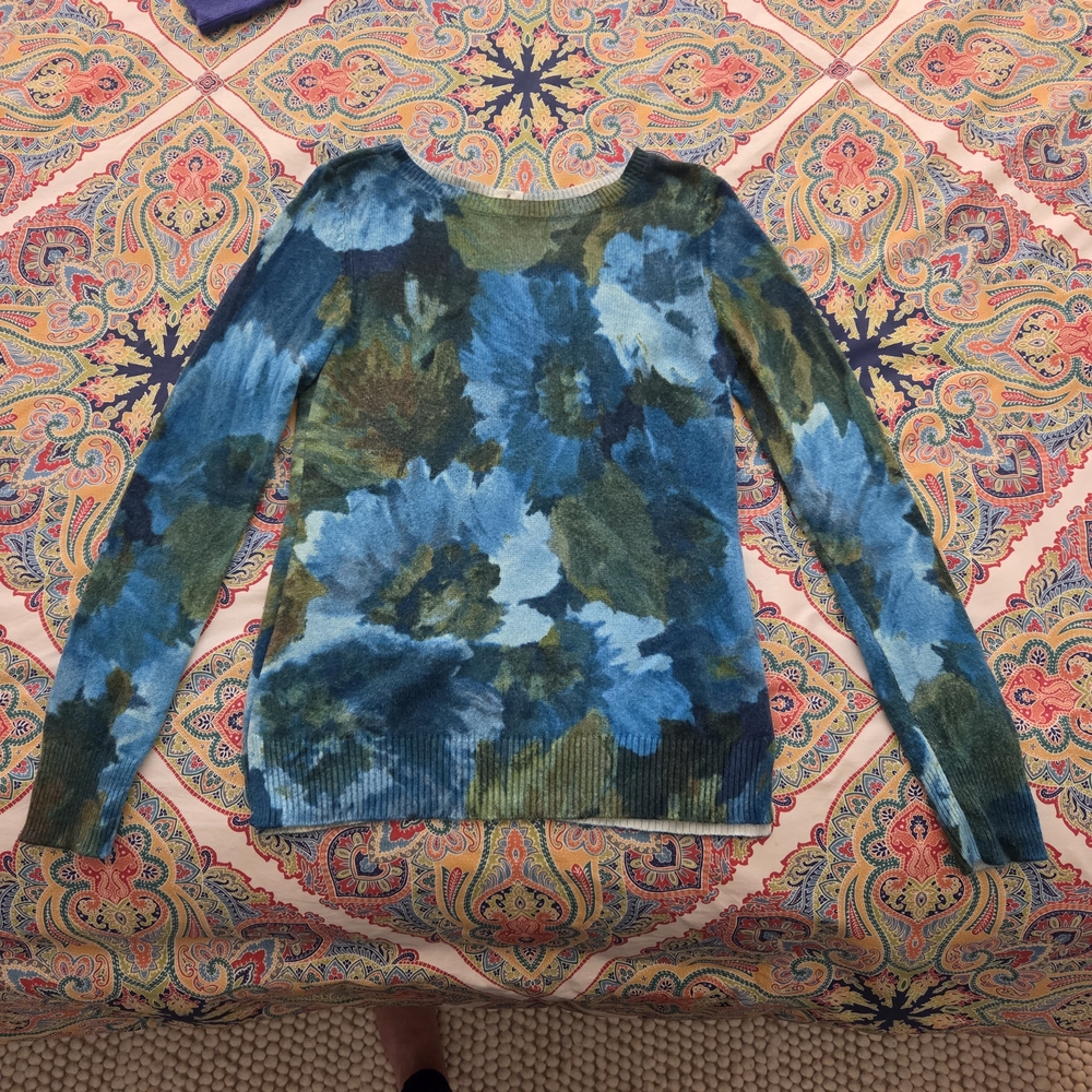Talbots Blue and Green Floral Sweater